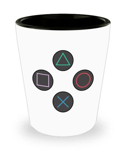 jeff_renshaw Video Game Controller Buttons Gamer Shot Glass, White