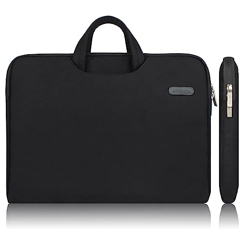 Arvok 13 13.3 14 Inch Water-Resistant Canvas Fabric Laptop Sleeve with Handle&Zipper Pocket/Notebook Computer Case/Ultrabook Briefcase Carrying Bag for HP/Dell/Lenovo/Asus/Acer/Samsung, Black