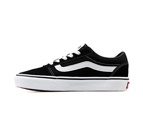 Vans Women's WM Ward Sneaker, Black ((Suede/Canvas) Black/White Iju), 7