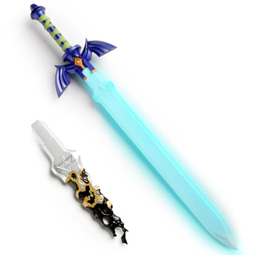 DMAR Glowing Master Sword, Plastic Sword with Lights, 40'' Plastic Master Sword, with 24'' Metal Decayed Master Sword(Assembly Required)