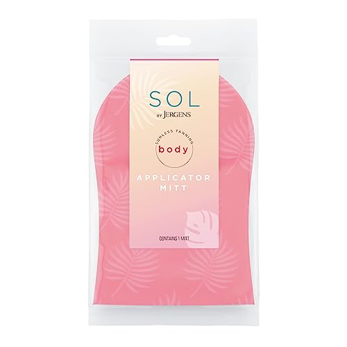 Jergens SOL Self Tanner Applicator Mitt, Flawless, Streak-free Tanning Blender Glove, Sunless Tanning, Reusable Tanning Mitt Protects Hands, All Skin Tone