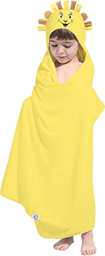 HIPHOP PANDA Hooded Towel for Kids - Rayon Made from Bamboo, 30 × 50 INCH for 3-10 Yrs - Premium Bath Kids Beach Towels Wrap for Girls, Boys (Lion, 30 x 50 Inch)