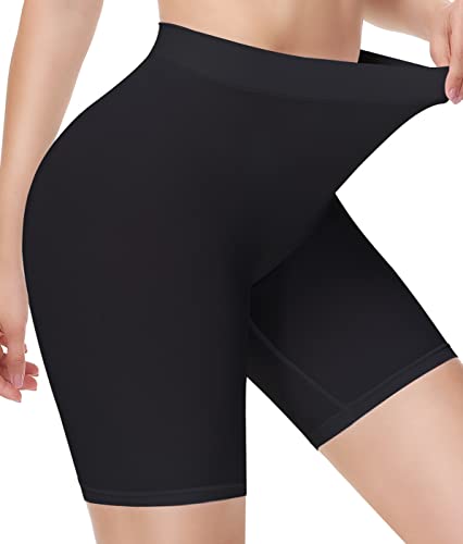 Yeblues Slip Shorts Womens Seamless Boyshorts Panties for Under Dress,Soft High Waist Yoga Bike Shorts(Black,X-Large)