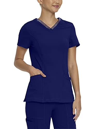 Urbane Impulse Slim Fit Extreme Stretch 2-Pocket V-Neck Scrub Top for Women 9105 True Navy
