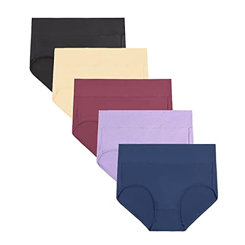 COSOMALL Women's High Waisted Cotton Underwear Ladies Soft Full Briefs Panties Multipack (Red M)