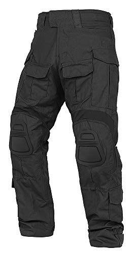 KRYDEX Tactical Men's G3 Combat Pants with Knee Pads (US, Alpha, Large, Regular, Regular, Black)