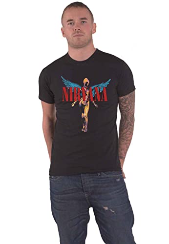 Nirvana T Shirt In Utero Angelic Band Logo Official Mens Black Size S