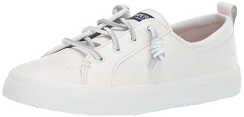 Sperry Womens Crest Vibe Leather Sneaker, White, 9