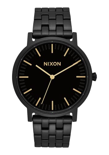 NIXON Porter A1057 - All Black/Gold - 50m Water Resistant Men's Analog Classic Watch (40mm Watch Face, 20-18mm Stainless Steel Band)