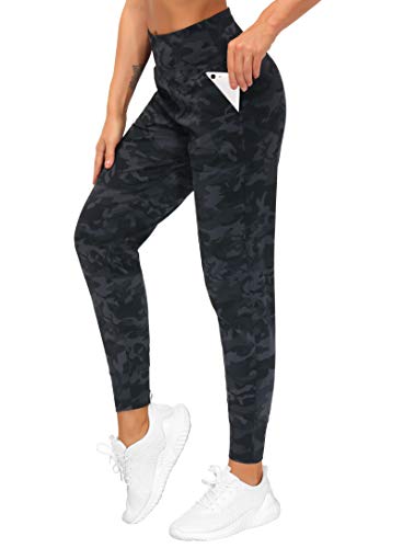 THE GYM PEOPLE Women's Joggers Pants Lightweight Athletic Leggings Tapered Lounge Pants for Workout, Yoga, Running (Small, BlackGrey Camo)