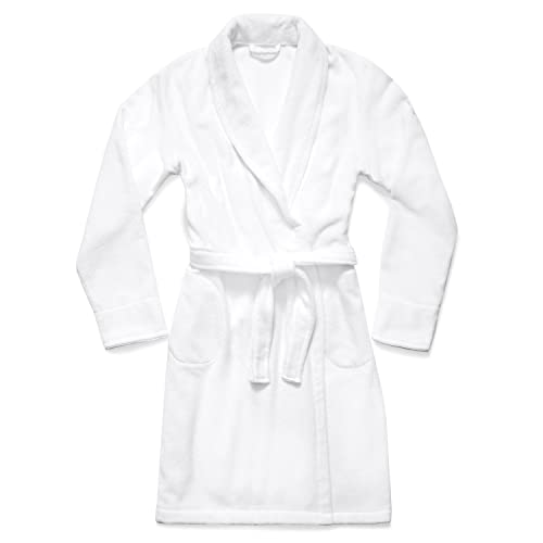 Brooklinen Super-Plush Unisex Robe - 100% Cotton, Extra Small Size in White | Best Luxury Spa Robes