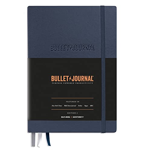 LEUCHTTURM1917 The Official Bullet Journal Edition 2 - Notebook Built for BuJo, Medium A5 204 Pages of 120gsm Paper, With Bujo Pocket Guide (Blue22)