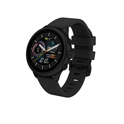 Fossil Men's or Women's Gen 6 Wellness Edition 44mm Touchscreen Silicone Smart Watch, Color: Black (Model: FTW4069V)