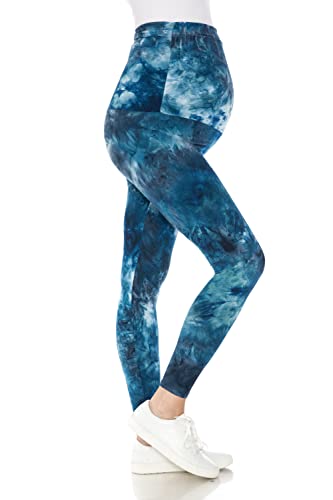 Leggings Depot Women's Maternity Leggings Over The Belly Tie Dye Printed Pregnancy Yoga Tights-S775 (Steel Tie Dye, Medium)