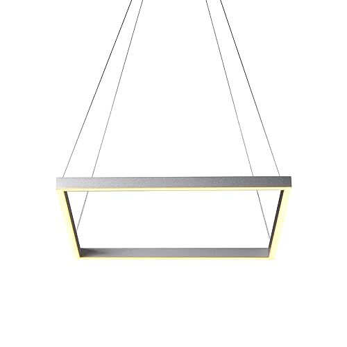VONN VMC31620AL Atria 20' LED Chandelier, Adjustable Suspension Fixture, Modern Square Chandelier Lighting in Silver