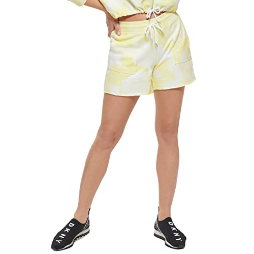 DKNY Women's Pockets Tie Dye Short, Lemon Tart, Medium