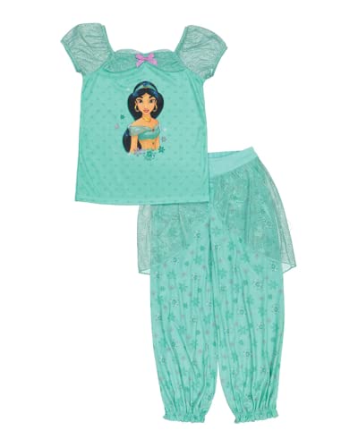Disney Girls' Princess 2-Piece Loose-Fit Pajamas Set, LOVE JASMINE 2, 4T