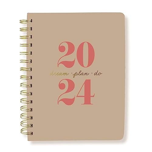 Graphique 2024 Spiral Vegan Leather Planner | 18 Month Organizer July 2023-Dec. 2024 | Weekly & Monthly Spreads | To-Do & Note List | Reference Tabs | Reminder Stickers | Typographic | 6 x 8