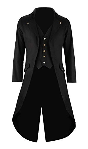 Men's Vintage Tailcoat Jacket Gothic Victorian Coat Uniform Halloween Costume with Pocket