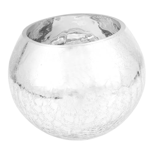 RUNROTOO Glass Bubble Bowl Porcelain Floral Vase Boho Decor Hydroponics Flower Vase Decoratove Vase Boho Vase Dried Flower Vase Silver Table Top Mirror Creative Glass Vase Lighthouse Round