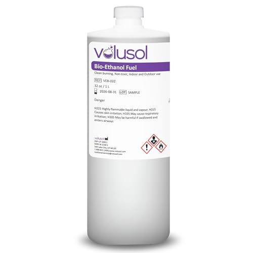 Volu Sol Fireplace Fuel, Ventless, Bio-Ethanol, Clean Burning/Eco-Friendly (1000mL /32 oz.) - (Each)