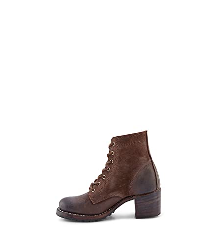 Frye Women's Sabrina 6G Lace Up Combat Boot, Dark Brown, 8