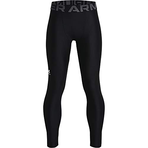 Under Armour Boys' HeatGear Armour Leggings , Black (001)/Pitch Gray , Youth Medium