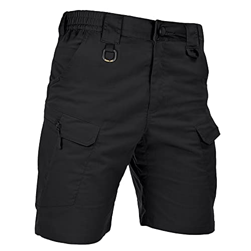 HARD LAND Men's Tactical Cargo Shorts 9.5 Inches Waterproof Ripstop Elastic Waist BDU Hiking Shorts Work (Charcoal,44W)