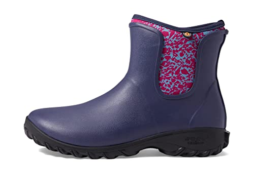 BOGS Women's Sauvie Slip-on Boot Spotty Ankle, Navy Multi, 8