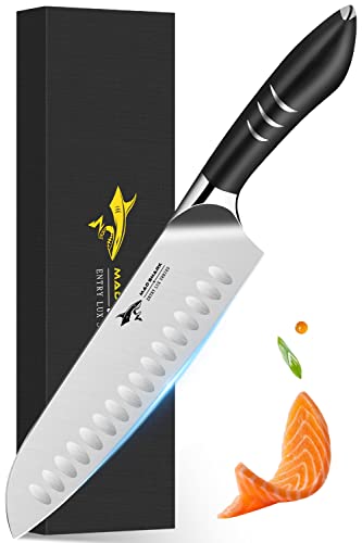 MAD SHARK Santoku Knife 8 Inch, Japanese Chef Knife, Multi-purpose Kitchen Cooking Knife for Chopping Meat and Vegetables, Ergonomic 2.0 Handle