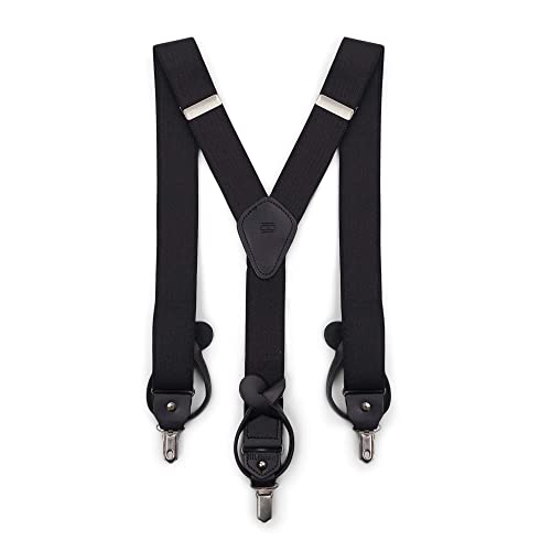 Tommy Hilfiger mens 32mm With Convertible Clip, Button and Strap apparel suspenders, Black, One Size US