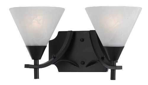 Triarch International 33310/2 Value Series 310 2-Light Vanity Fixture with White Swirl Glass Shades, English Bronze Finish