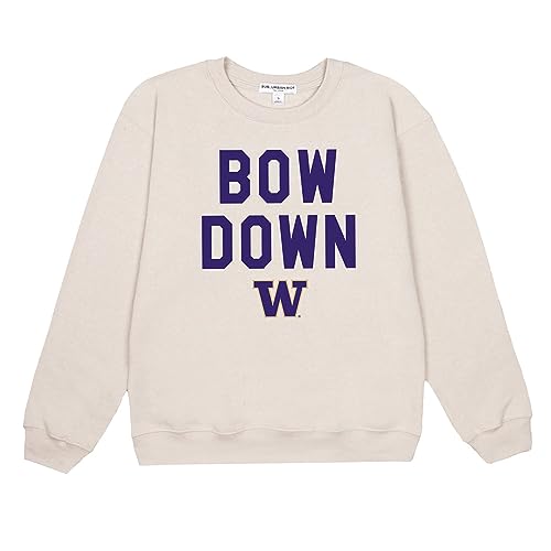 Suburban Riot University of Washington Official Spirit Cheer Willow Women's Long Sleeve Fleece Sweatshirt (X-Large) Cream