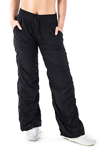 Yogipace Petite Women's UV Protection Water Resistant Lightweight Dance Studio Pants Travel Pant,28',Black,Size,S