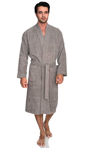 TowelSelections Mens Robe, 100% Cotton Terry Cloth Bathrobe, Soft Kimono Bath Robe for Men X-Large/XX-Large Paloma Gray