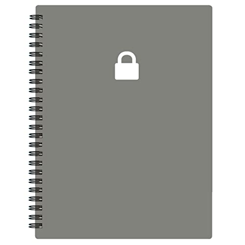 Nokingo Spiral Password Book with Alphabetical Tabs -5.8x8.2 Inch Passwords Book for Internet Login, Website, Username, Password. Alphabetized password book for Home or Office, Grey Password Log Book