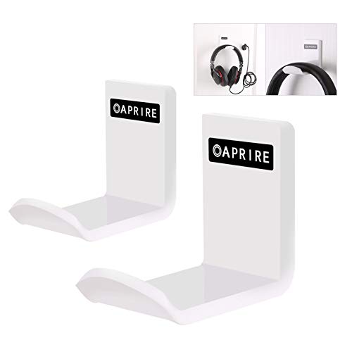 OAPRIRE Headphone Headset Hanger Wall Mount(2 Pack) - Save Desktop Space Headphone Stand - PC Gaming Universal Fit Headphone Holder with Cable Clip Organizer - No Screws, Stick on - White