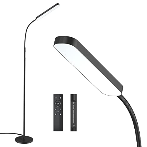 Wio-Mio Floor Lamp, 15w/1000lm Bright LED Floor Lamp with Stepless Adjustable 3000K-6000K Colors and Dimmer, Remote and Touch Control, Adjustable Gooseneck Floor Lamp for Living Room