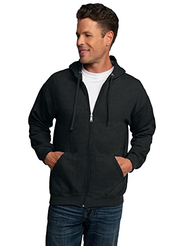 Fruit of the Loom Men's Eversoft Fleece Sweatshirts & Hoodies, Full Zip-Black Heather, Large