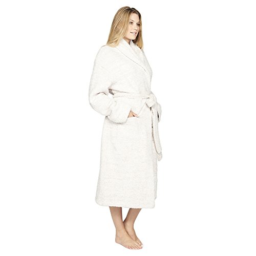 Barefoot Dreams CozyChic Heathered Adult Robe (1, Stone/White)