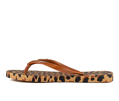 Ipanema Women's Animal Print Flip Flops - Comfortable & Trendy Summer Sandals with Animal Print, Anatomic Footbed & Non-Slip Sole, Beige/Brown, 10