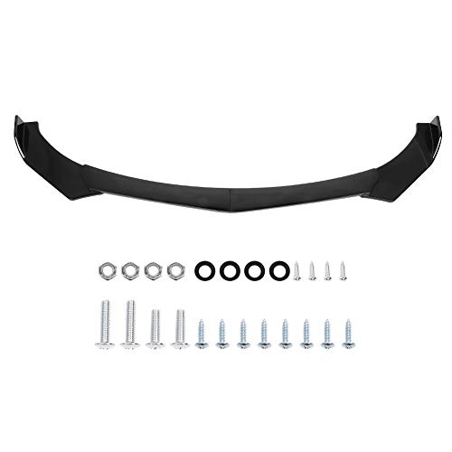 Universal Front Bumper Lip Body Kit, ABS Front Spoiler Black Glossy Front Bumper Lip Splitter Body Kit Lightweight Front Body Shovel For Most Small Cars