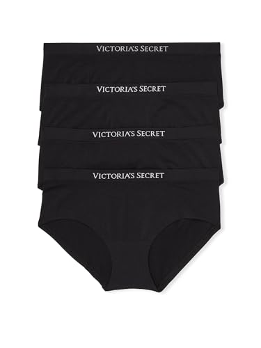 Victoria's Secret Seamless Hiphugger Panty Pack, Smooth Fabric, Underwear for Women, 4 Pack, Black (L)