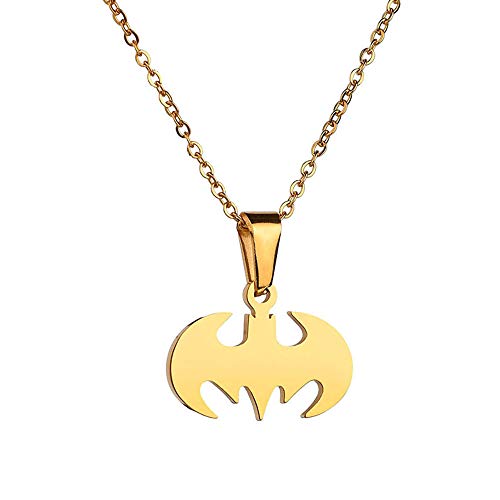 RZCXBS Batman Pendant Necklace Surgical Stainless Steel Lightweight Charm Batman Insect Necklace for Boys and Girls (Gold)
