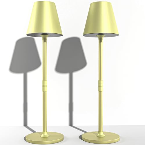 Timjorman 2Pack LED CordlessTable Lamp,4000mAh Rechargeable Battery Desk lamp,3 Level Brightness Night Light, Simple Design, for Couple Dinner/Coffee Table/Restaurant/Bedroom(Champagne Gold 2Pack)