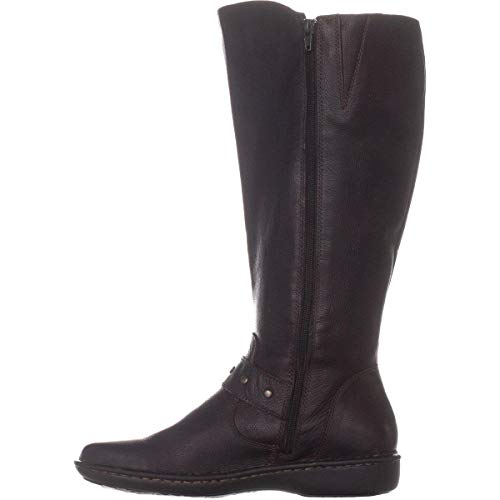 BOC Womens Black Buckle Accent Studded Oliver Round Toe Wedge Zip-Up Leather Riding Boot 6 M