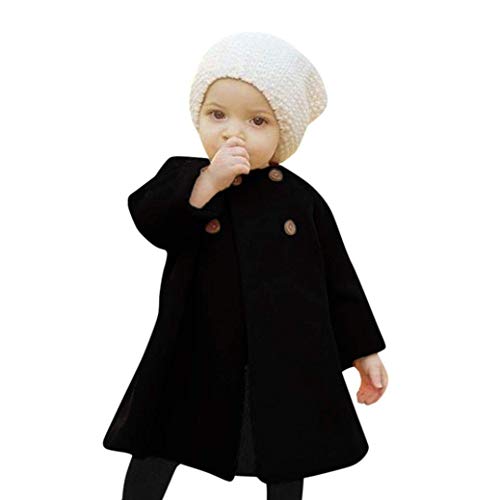 XFGLCK Toddler Baby Girls Coats Cloak Button Jacket Outerwear Fall Winter Clothes (18-24 Months, Black)