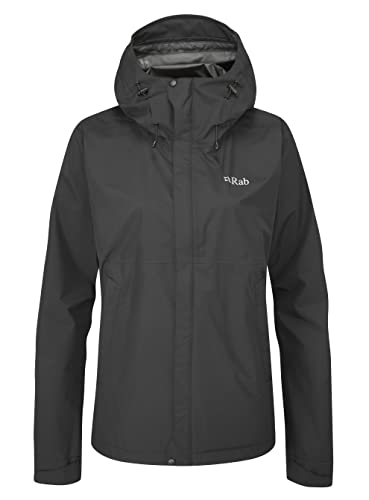 RAB Women's Downpour Eco Waterproof Breathable Jacket for Hiking & Climbing - Black - Medium
