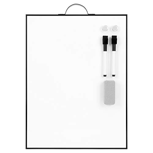Small Dry Erase White Board - 16' X 12' Portable Aluminum Frame Mini Whiteboard with Holder Magnetic Board for Kids to Do List Notepad for Office, Home, Kitchen, School.