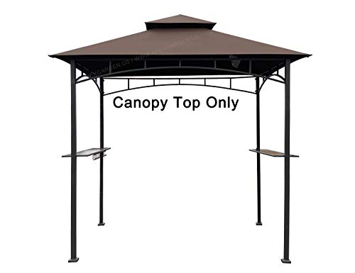 APEX GARDEN Replacement Canopy Top CAN ONLY FIT for Model #L-GG001PST-F 5' X 8' Brown Double Tiered Canopy Grill BBQ Gazebo (Top Only) (Brown)